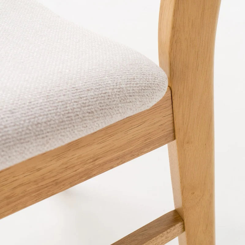 Chaise de salle à manger capitonnée Mid-Century avec pieds en bois d'hévéa et assise en tissu gris foncé