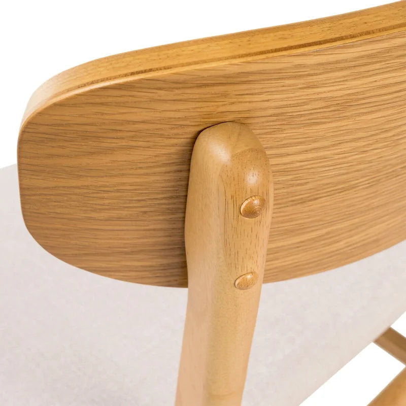 Chaise de salle à manger capitonnée Mid-Century avec pieds en bois d'hévéa et assise en tissu gris foncé