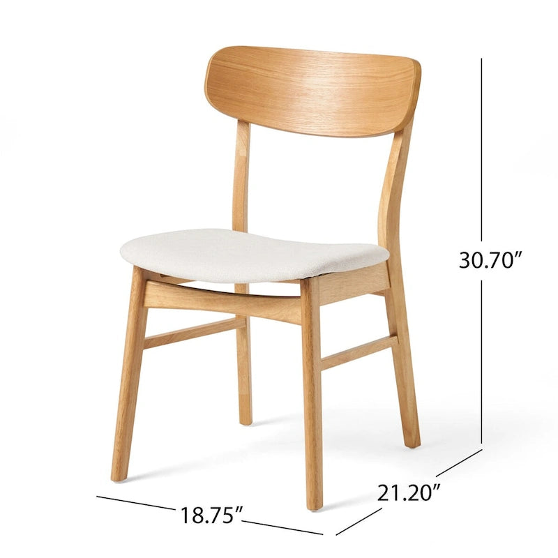 Chaise de salle à manger capitonnée Mid-Century avec pieds en bois d'hévéa et assise en tissu gris foncé