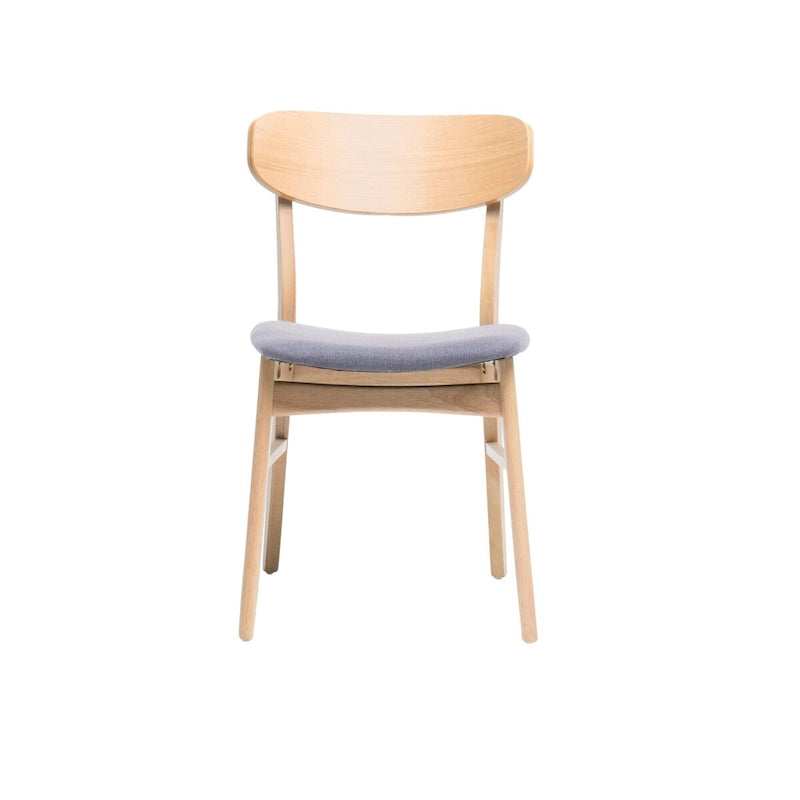 Chaise de salle à manger capitonnée Mid-Century avec pieds en bois d'hévéa et assise en tissu gris foncé
