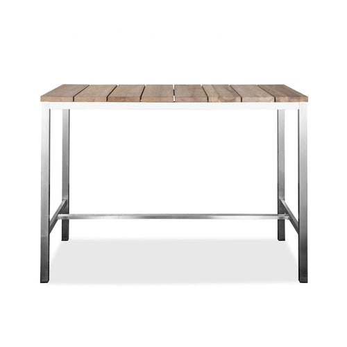 Table de salle à manger rustique 55 pouces en bois massif marron et acier inoxydable