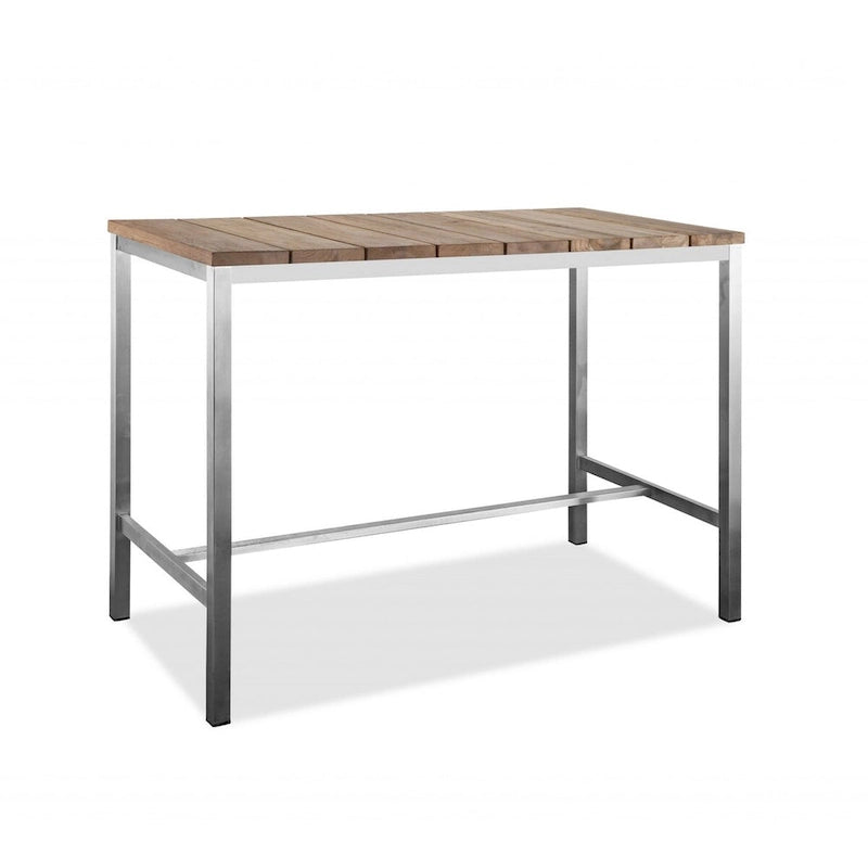 Table de salle à manger rustique 55 pouces en bois massif marron et acier inoxydable