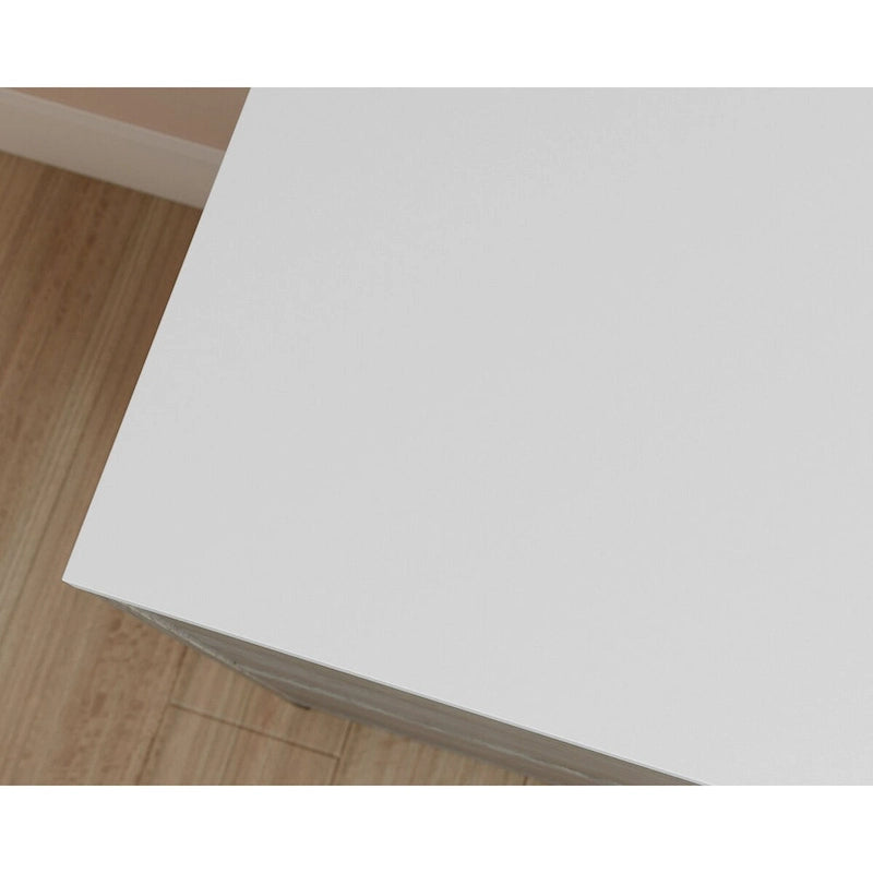 Classeur latéral à 2 tiroirs en bois de chêne avec plateau blanc et base en métal