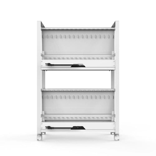Chariot de recharge roulant ouvert en acier blanc à 32 emplacements pour tablettes et Chromebooks