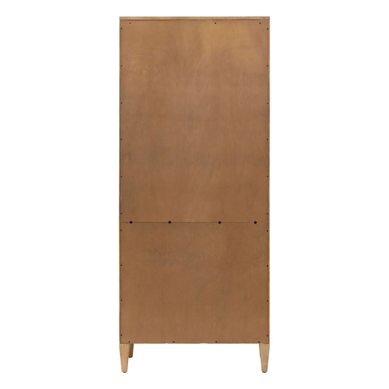 Étagère Ouverte avec Détails en Arc, Finition Bois, Marron, 5 Tablettes de Rangement