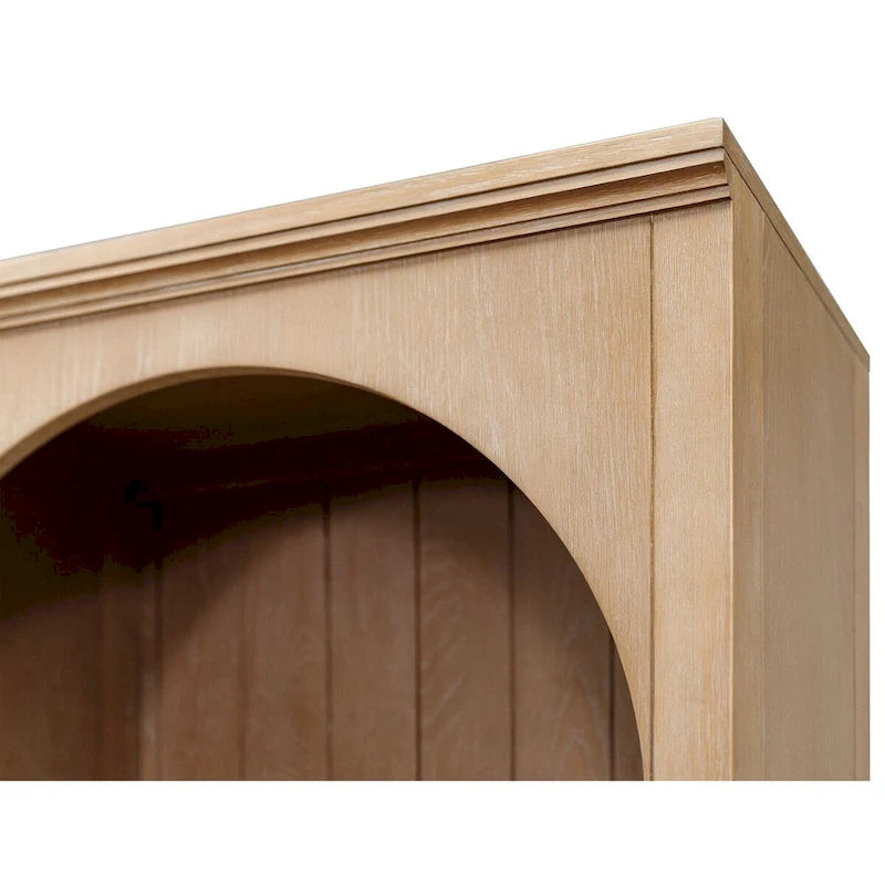 Étagère Ouverte avec Détails en Arc, Finition Bois, Marron, 5 Tablettes de Rangement