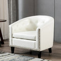 Fauteuil d'appoint capitonné en cuir PU avec clous décoratifs pour salon