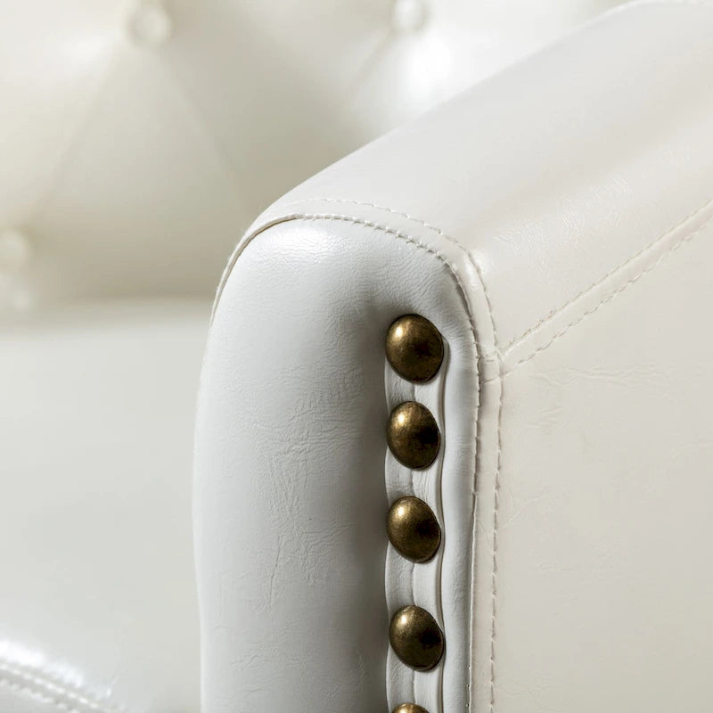 Fauteuil d'appoint capitonné en cuir PU avec clous décoratifs pour salon