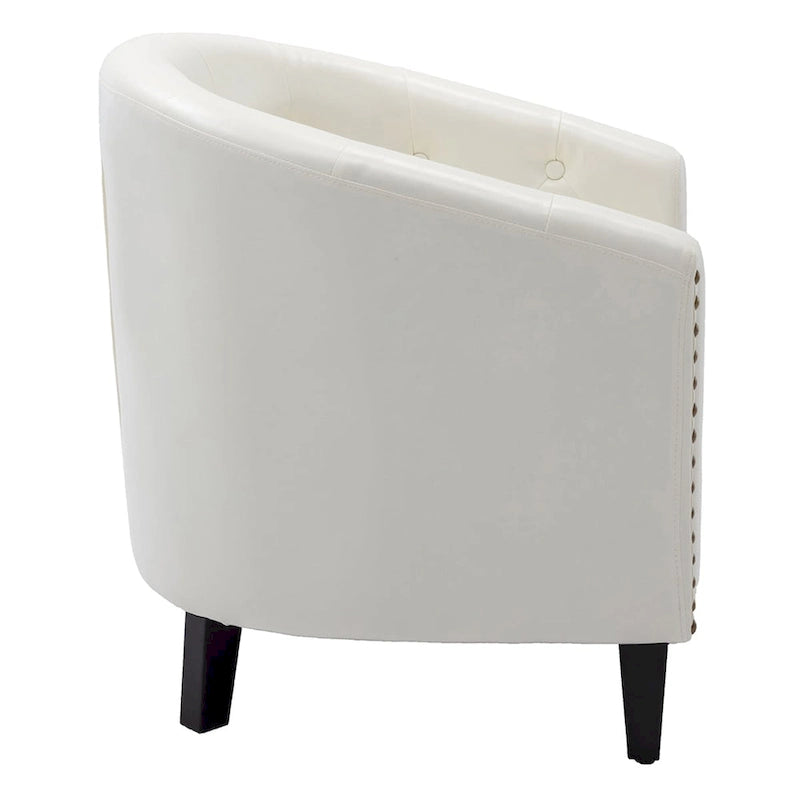 Fauteuil d'appoint capitonné en cuir PU avec clous décoratifs pour salon