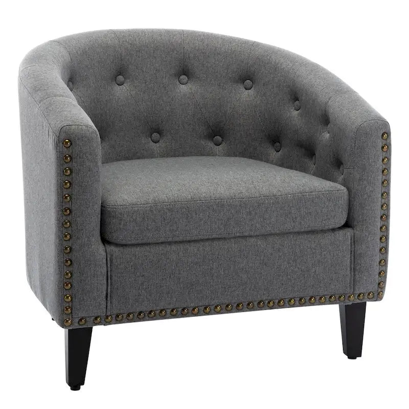 Fauteuil d'appoint capitonné en cuir PU avec clous décoratifs pour salon
