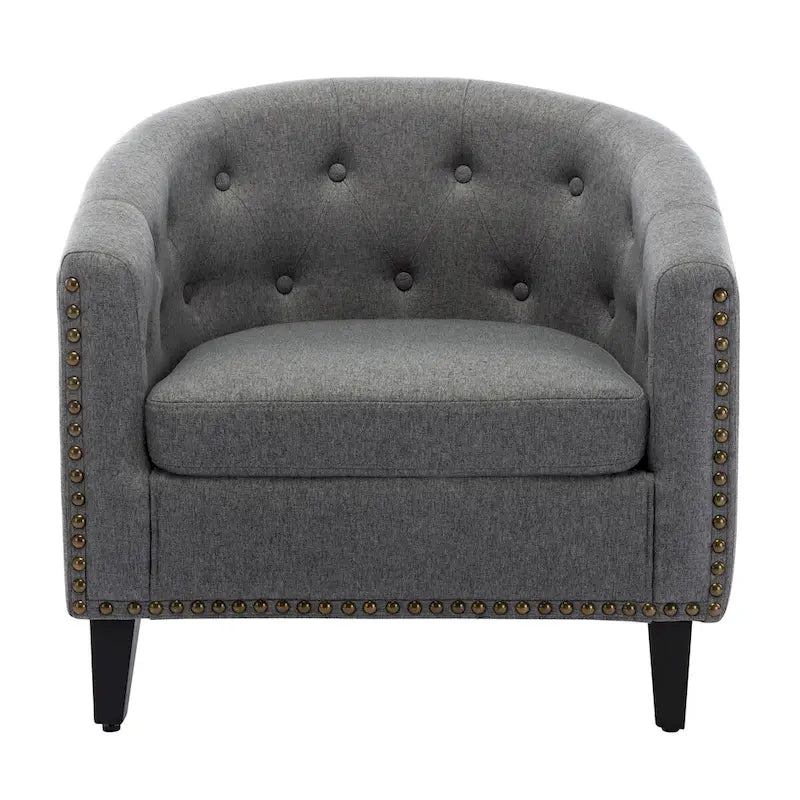 Fauteuil d'appoint capitonné en cuir PU avec clous décoratifs pour salon