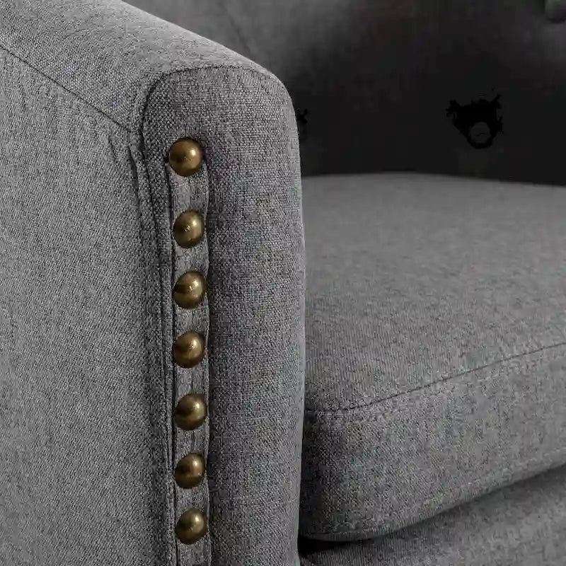 Fauteuil d'appoint capitonné en cuir PU avec clous décoratifs pour salon
