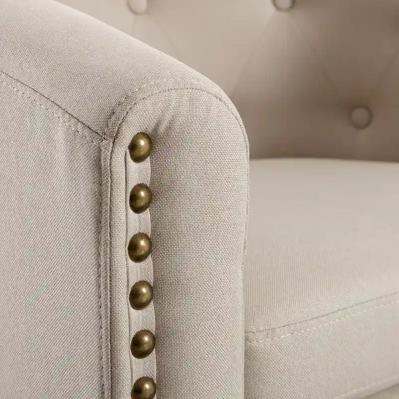 Fauteuil d'appoint capitonné en cuir PU avec clous décoratifs pour salon
