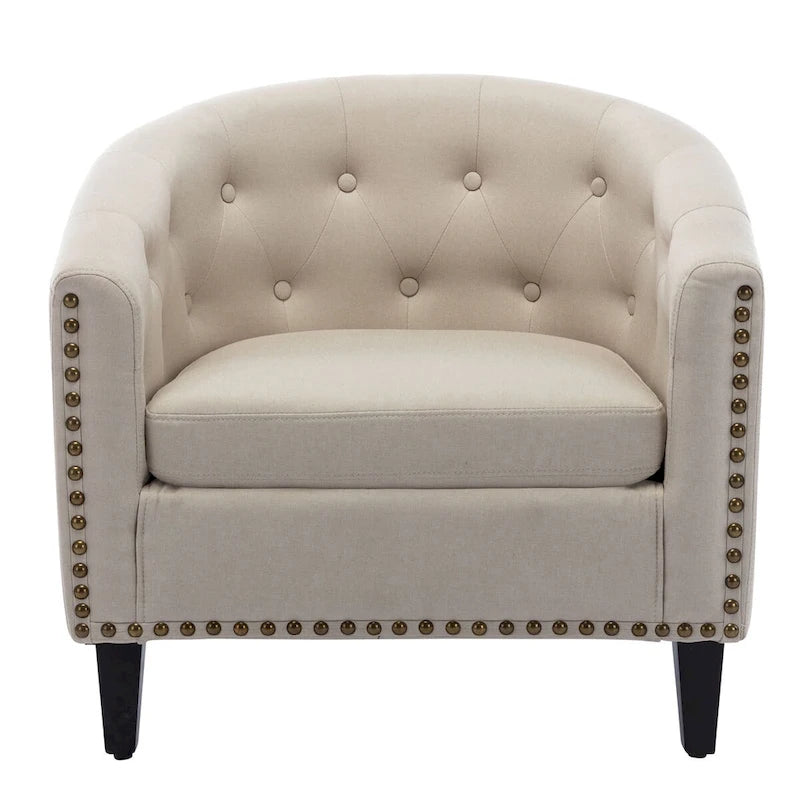 Fauteuil d'appoint capitonné en cuir PU avec clous décoratifs pour salon
