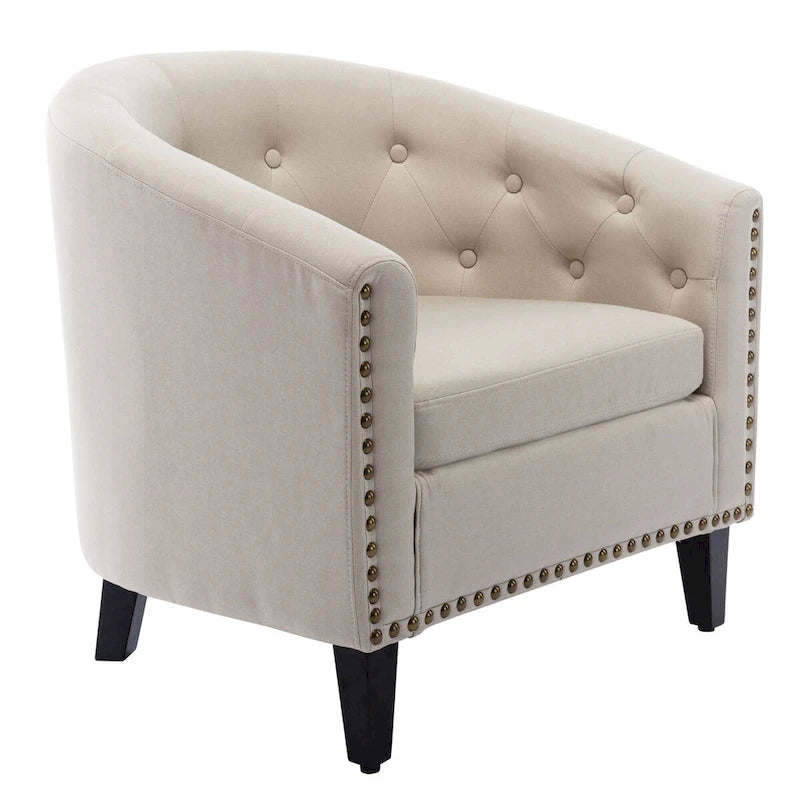 Fauteuil d'appoint capitonné en cuir PU avec clous décoratifs pour salon