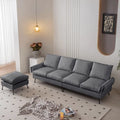Canapé d'angle en cuir technique gris foncé avec accoudoirs roulés