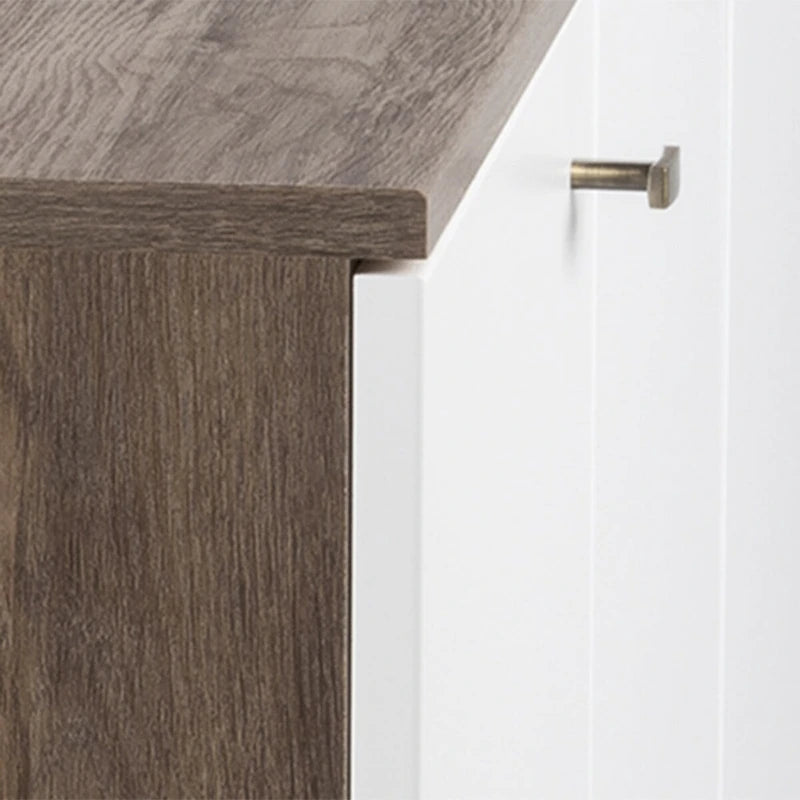 Buffet 4 portes Mid-Century Modern avec étagères réglables Blanc