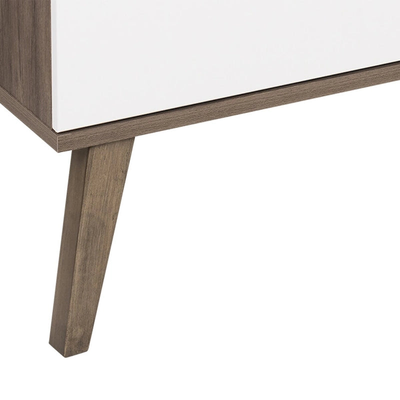 Buffet 4 portes Mid-Century Modern avec étagères réglables Blanc