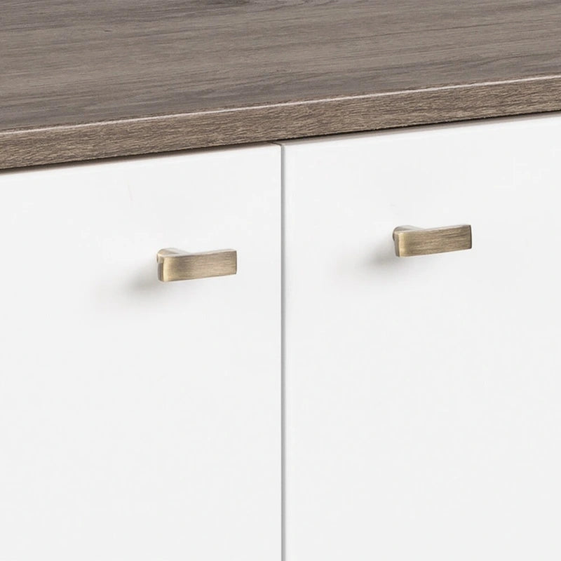 Buffet 4 portes Mid-Century Modern avec étagères réglables Blanc