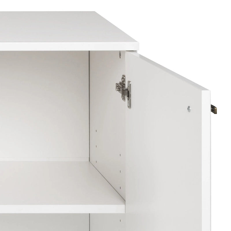 Buffet 4 portes Mid-Century Modern avec étagères réglables Blanc