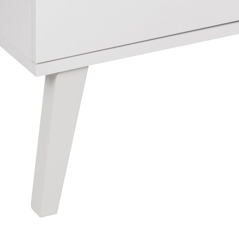 Buffet 4 portes Mid-Century Modern avec étagères réglables Blanc