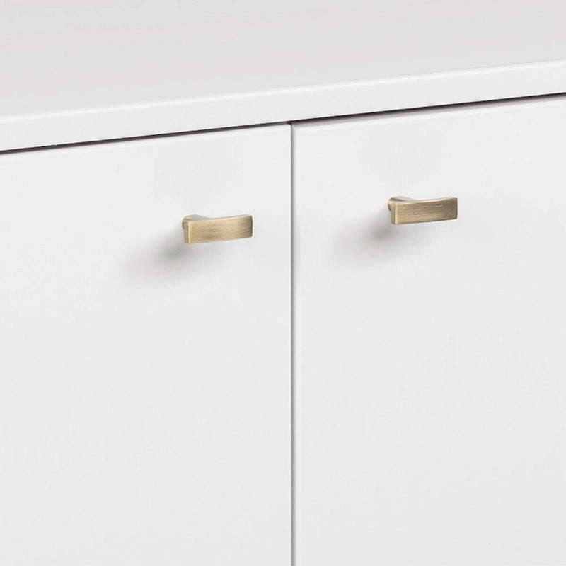 Buffet 4 portes Mid-Century Modern avec étagères réglables Blanc