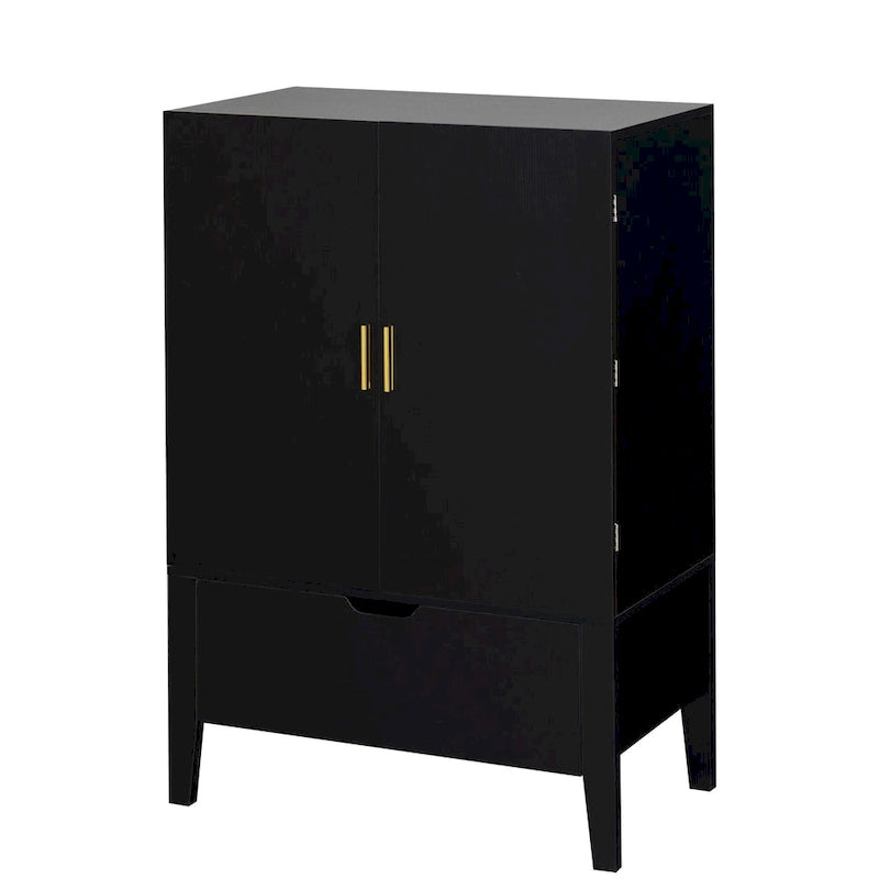 Meuble Bar Industriel avec Casier à Bouteilles Porte-Verres Tiroir Double Porte