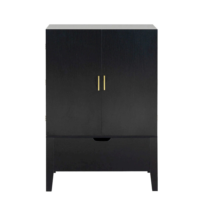 Meuble Bar Industriel avec Casier à Bouteilles Porte-Verres Tiroir Double Porte