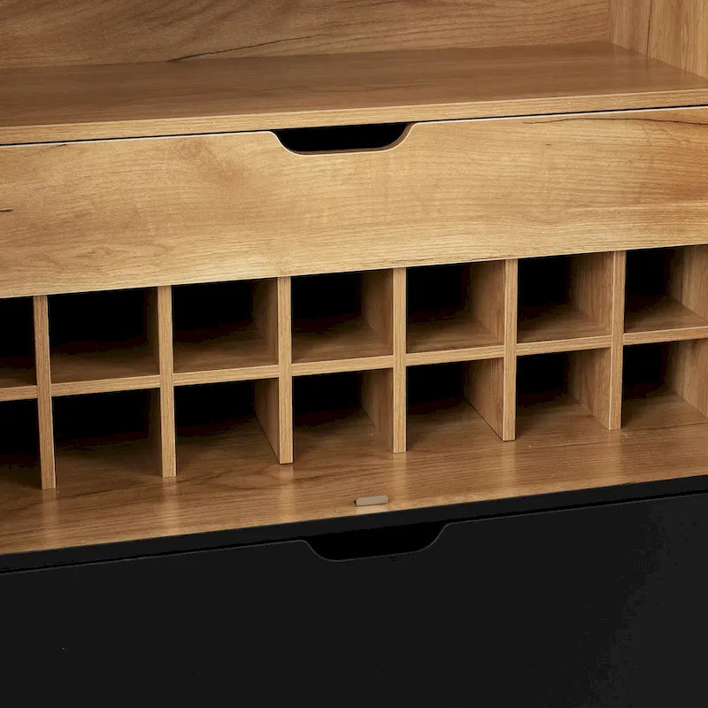 Meuble Bar Industriel avec Casier à Bouteilles Porte-Verres Tiroir Double Porte