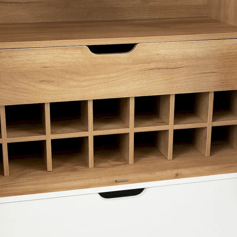 Meuble Bar Industriel avec Casier à Bouteilles Porte-Verres Tiroir Double Porte